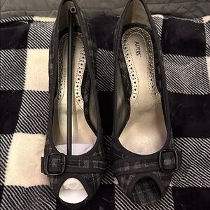 Apt. 9 Plaid Black Peep Toe Heels